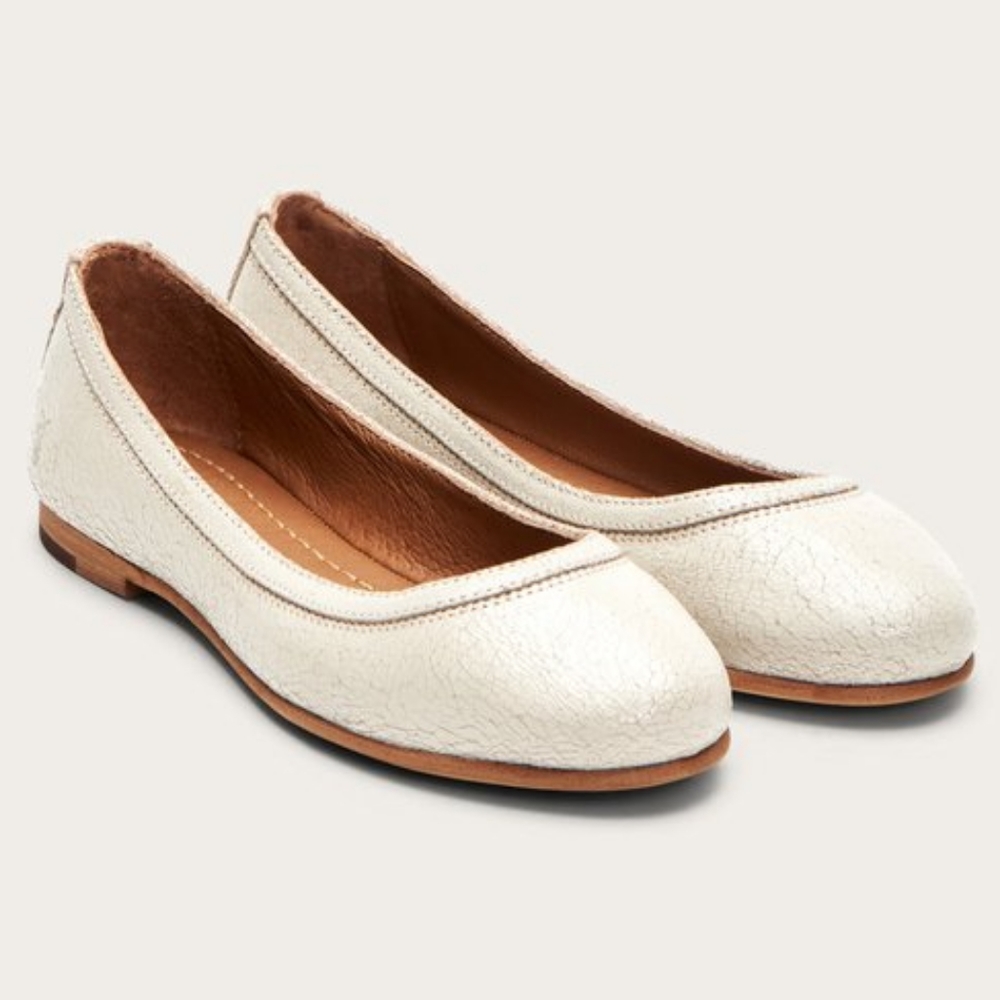 NWT Frye Carson Ballet Flat Off White Size 8